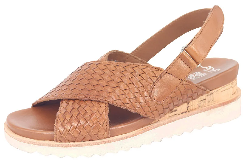 Women's Sandals with a Glitter - Coated Strap in Gold for a Sparkly Summer Outfit28206 - NAPPA COGNAC