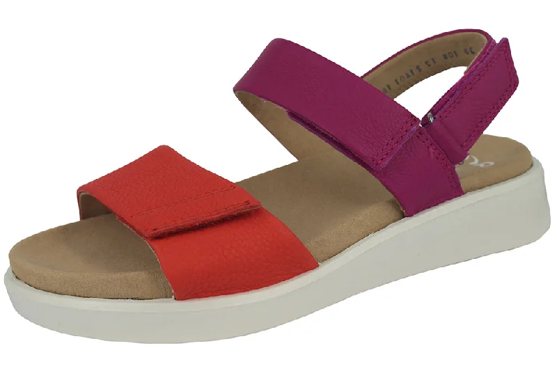 Women's Flat Slide Sandals with a Memory Foam Insole in White for All - Day Comfort21401 - CALF ORANGE / PINK