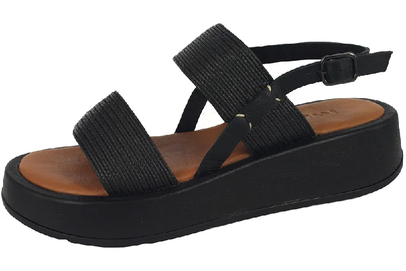Women's Sandals with a Glitter - Coated Strap in Gold for a Sparkly Summer OutfitMELODY - WEAVE BLACK
