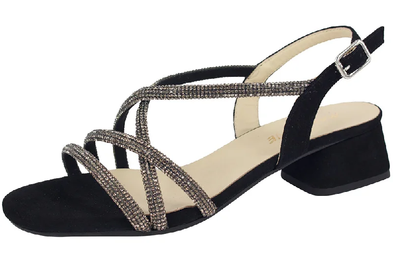 Sustainable Women's Recycled Material Sandals in Beige for Eco - Conscious ShoppersMINSK - SUEDE BLACK