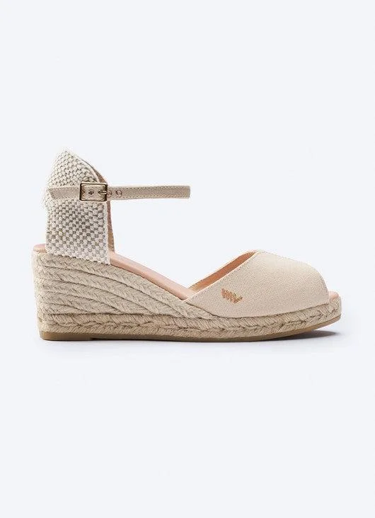 Women's Leather - Strapped Sandals with a Braided Detail in Brown for a Rustic AppealSacova Canvas Espadrille Sandal Wedges