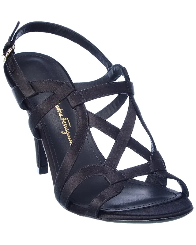 Waterproof Women's Rubber Beach Sandals with Arch Support in Blue for Water ActivitiesSalvatore Ferragamo Gal Satin Sandal