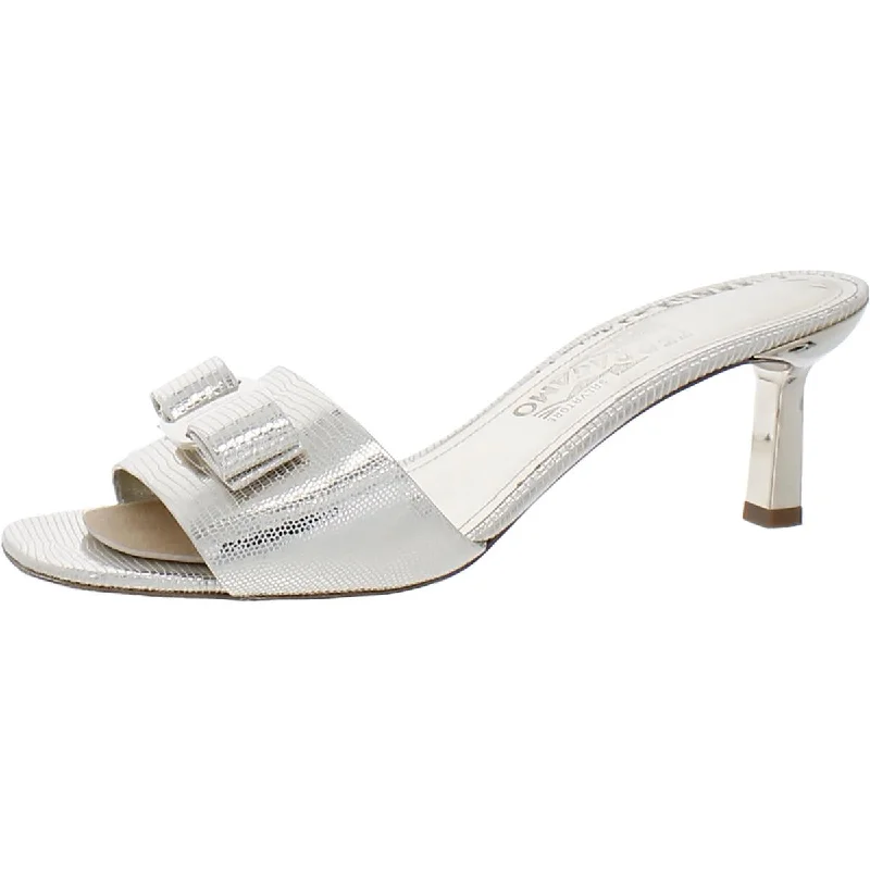 Women's Strappy Gladiator Sandals with Buckle Closures in Tan for a Boho LookSalvatore Ferragamo Womens Glo 55 Leather Metallic Slide Sandals