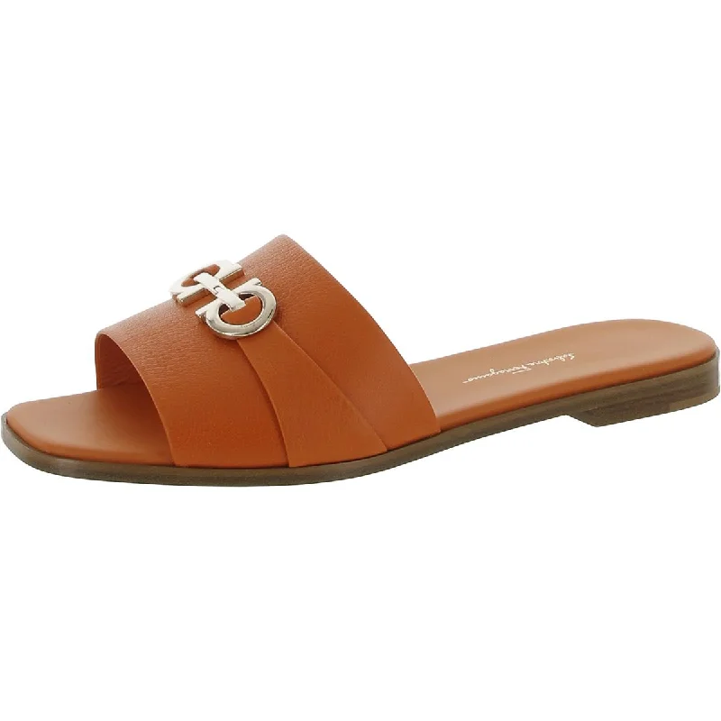 Anti - Slip Women's Sandals with a Grooved Sole in Green for Outdoor AdventuresSalvatore Ferragamo Womens Oria 10 Leather Embellished Slide Sandals