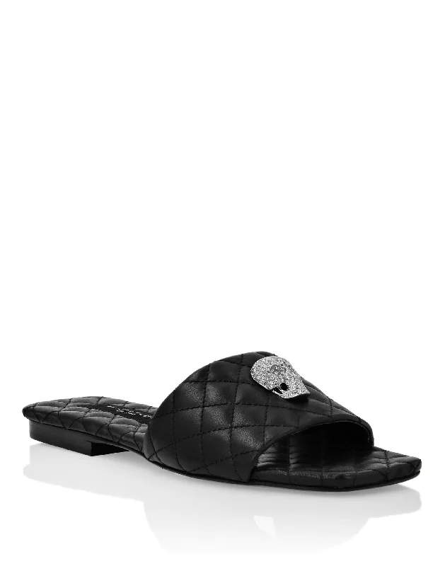 Women's Ankle - Strap Sandals with a Block Heel in Red for a Sophisticated StyleSandals Flat Crystal Skull