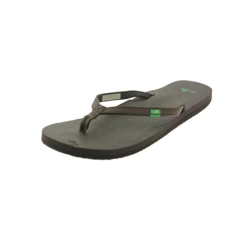 Women's Sandals with a Glitter - Coated Strap in Gold for a Sparkly Summer OutfitSanuk Womens Yoga Joy Faux Leather Slide Flip-Flops