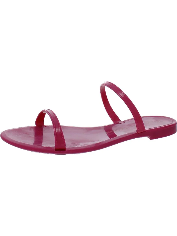Plus Size Women's Wide - Width Platform Sandals in Black for Added Comfort and HeightSawyer Womens Rubber Banded Flat Sandals
