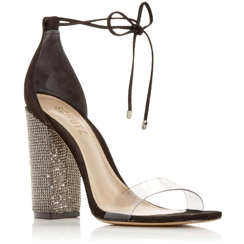 Women's Cork - Soled Espadrille Sandals with a Rope - Trimmed Upper in Navy for a Summer VibeSchutz Womens Anahe Suede Rhinestone Heels