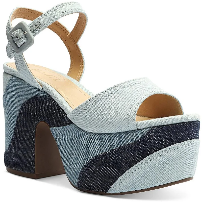 Women's Thong Sandals with a Beaded Design in Multicolor for a Beachy AestheticSchutz Womens Isabelle Denim Peep-Toe Platform Sandals