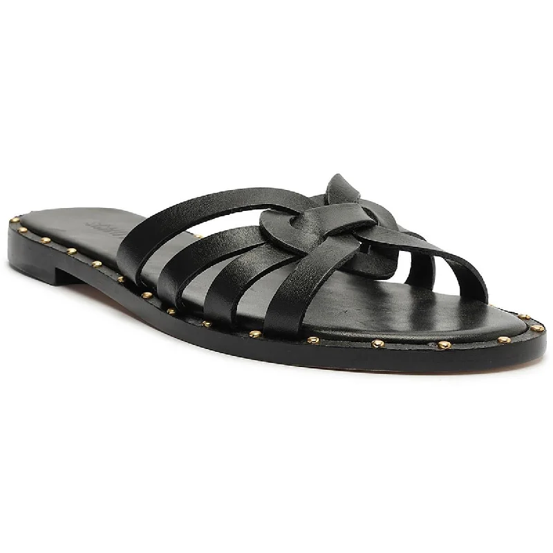 Women's Rhinestone - Embellished Open - Toe Sandals in Silver for a Glamorous Party LookSchutz Womens Leather Slip On Slide Sandals