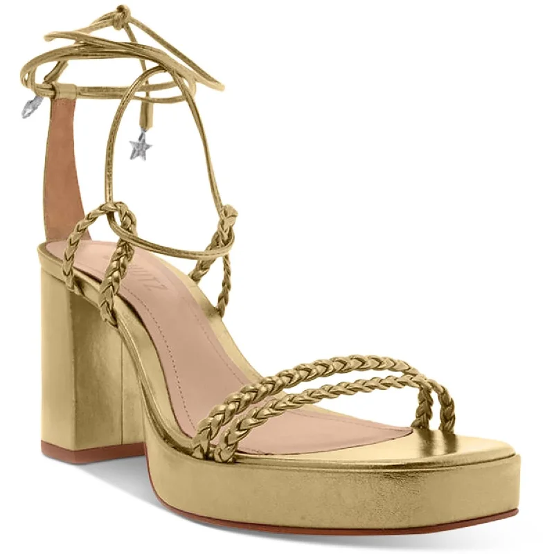 Adjustable Strap Women's Sandals with a Padded Heel in Pink for a Custom FitSchutz Womens Lunah Plat Slip On Jeweled Block Heel