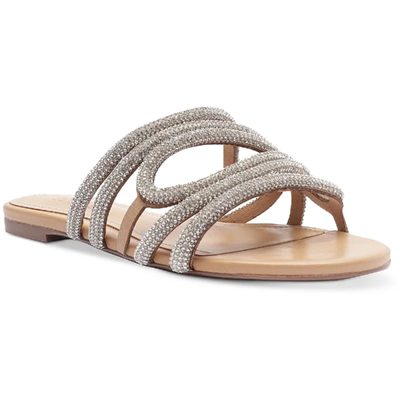 Sustainable Women's Recycled Material Sandals in Beige for Eco - Conscious ShoppersSchutz Womens Open Toe Slip On Slide Sandals