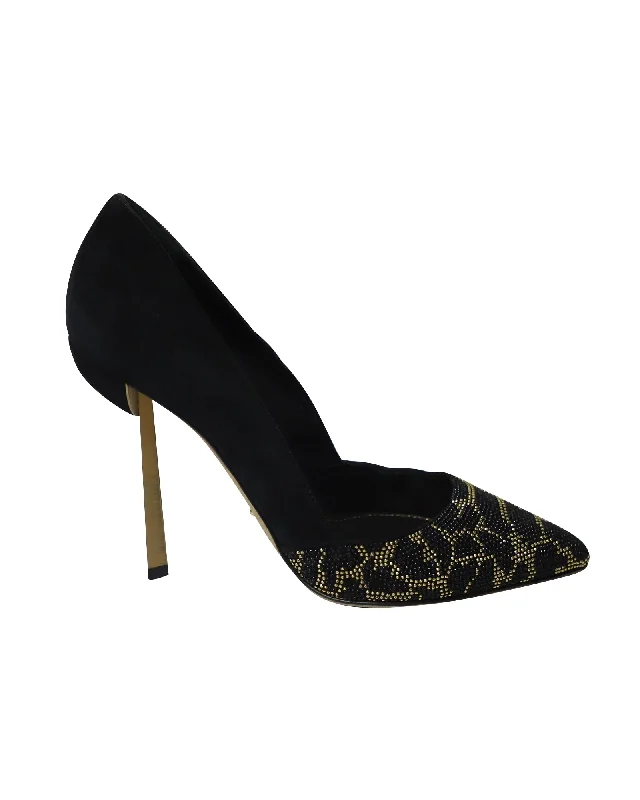 Women's Ankle - Strap Sandals with a Block Heel in Red for a Sophisticated StyleSergio Rossi Animal Print Embedded Pumps in Multicolor Crystal