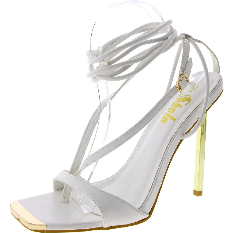 Women's Flat Slide Sandals with a Memory Foam Insole in White for All - Day ComfortSheln Womens Faux Leather Slingback Heels