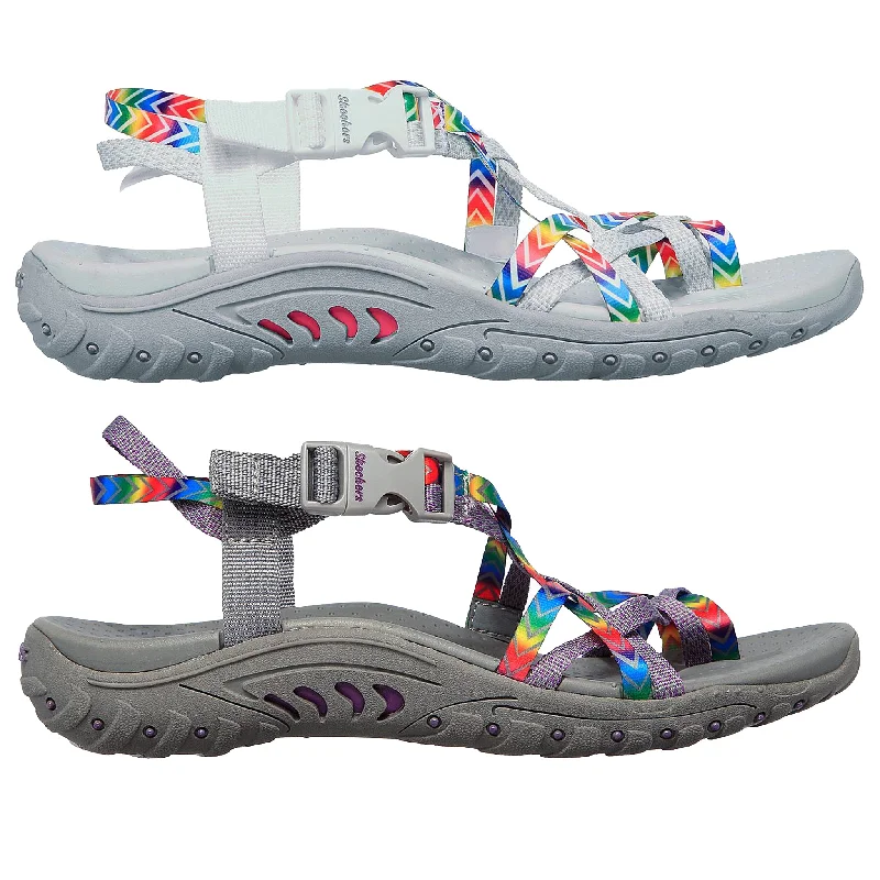 Women's Sandals with a Wedge Heel and a Tassel Detail in Orange for a Trendy LookSkechers Women's 163289 Reggae Bright Direction Sandals