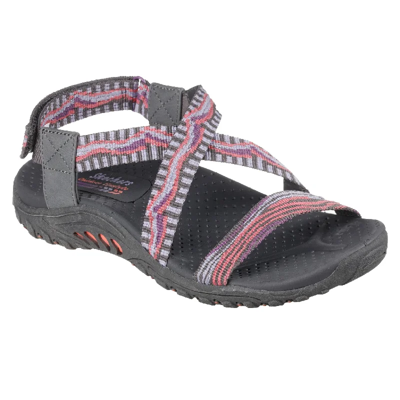 Shock - Absorbing Women's Sandals with a Soft Insole in Black for Active LifestylesSkechers Women's 163303 Reggae Stay Together Vegan Strappy Sandals