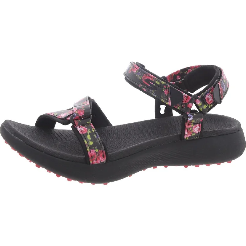 Waterproof Women's Rubber Beach Sandals with Arch Support in Blue for Water ActivitiesSkechers Womens Go Golf 600 Faux Leather Adjustable Slingback Sandals