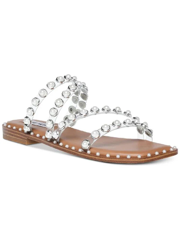 Women's Leather - Strapped Sandals with a Braided Detail in Brown for a Rustic AppealSKYLER P Womens Open Toe Slip On Slide Sandals
