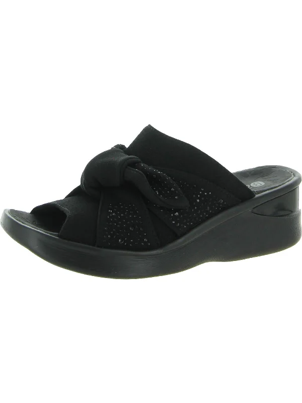 Women's Sandals with a Glitter - Coated Strap in Gold for a Sparkly Summer OutfitSmile Bright Womens Cotton Open Toe Wedge Sandals