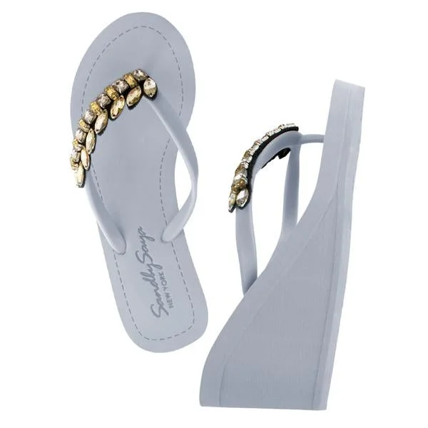 Women's Leather - Strapped Sandals with a Braided Detail in Brown for a Rustic AppealSmith - Gold Rhine Stone Embellished Women's High Wedge Flip Flops Sandal
