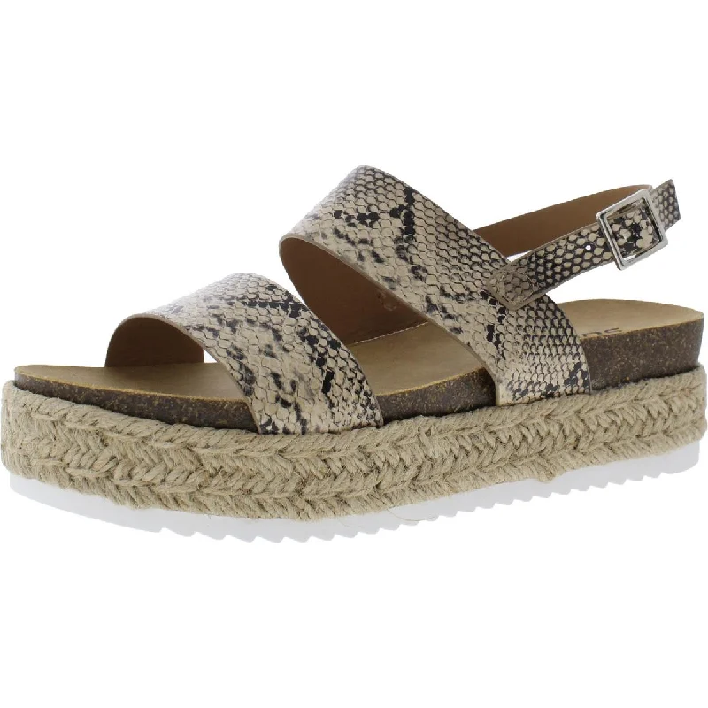 Women's Thong Sandals with a Beaded Design in Multicolor for a Beachy AestheticSoda Womens Snake Print Ankle Strap Platform Sandals
