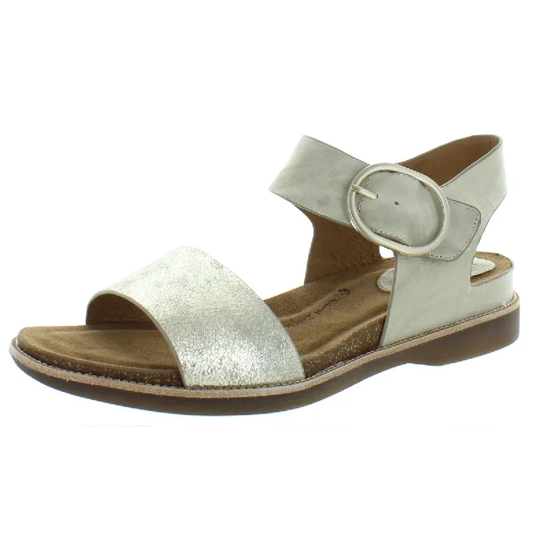 Women's Sandals with a Glitter - Coated Strap in Gold for a Sparkly Summer OutfitSofft Womens Bali Leather Cork Flat Sandals