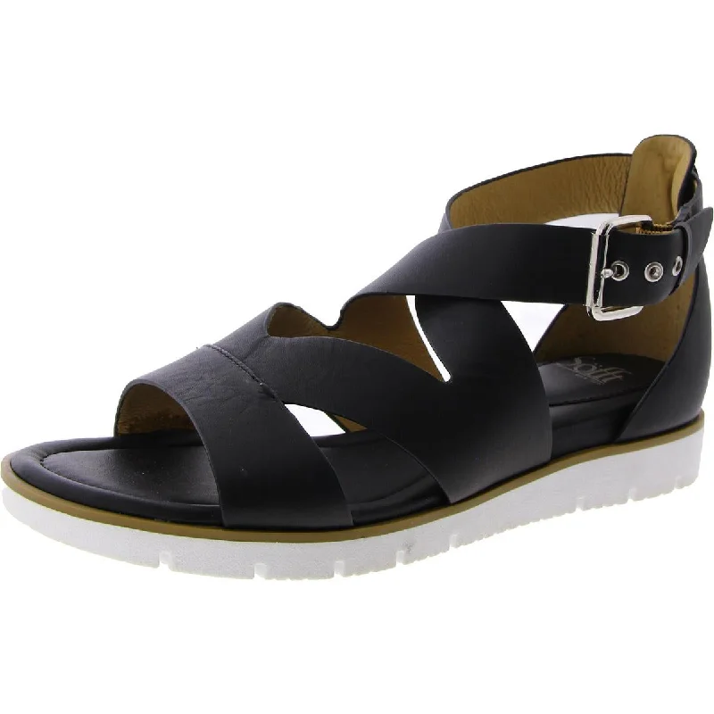 Women's Flat Slide Sandals with a Memory Foam Insole in White for All - Day ComfortSofft Womens Buckle Strappy Wedge Sandals