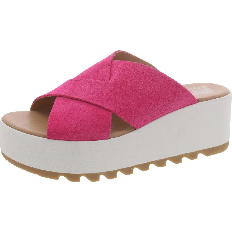 Child - Friendly Women's Sandals with a Secure Buckle in Purple for Moms on the GoSorel Womens Cameron Suede Criss Cross Platform Sandals
