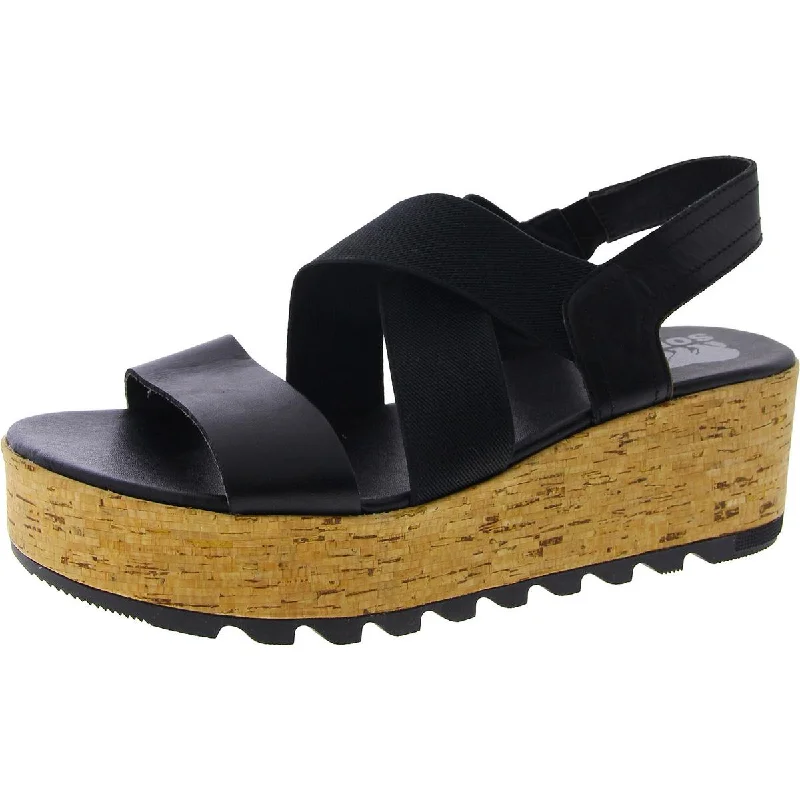 Elastic - Strap Women's Sandals with a Padded Toe in Teal for Easy On - and - OffSorel Womens Leather Laceless Wedge Sandals