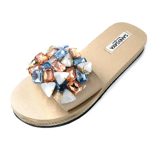 Women's Sandals with a Wedge Heel and a Tassel Detail in Orange for a Trendy LookSpring Pink- Crystal Rhine Stone Embellished Waterproof Espadrille Flat for Women
