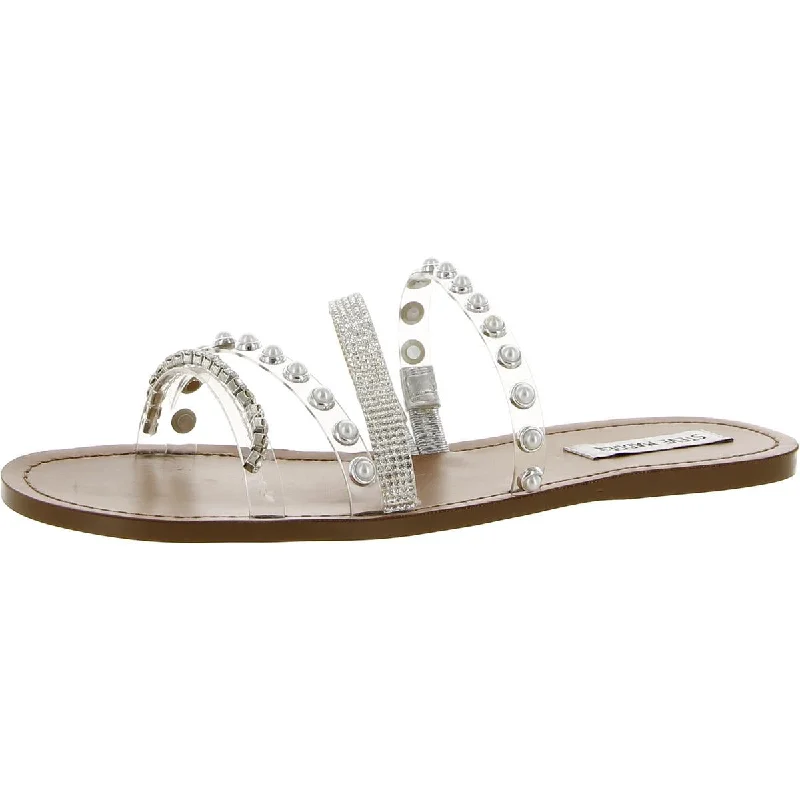 Anti - Slip Women's Sandals with a Grooved Sole in Green for Outdoor AdventuresSteve Madden Womens Attentive Embellished Slip-On Slide Sandals