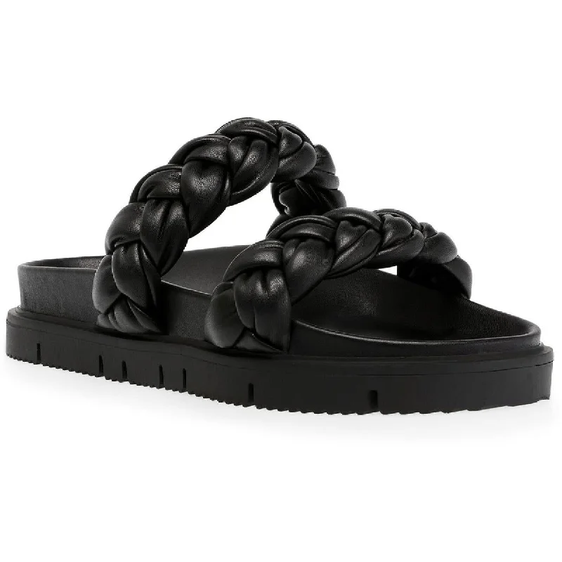 Plus Size Women's Wide - Width Platform Sandals in Black for Added Comfort and HeightSteve Madden Womens Choice Flatform Sandals