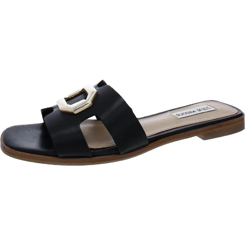 Women's Sandals with a Wedge Heel and a Tassel Detail in Orange for a Trendy LookSteve Madden Womens Harlene  Leather Slip On Slide Sandals