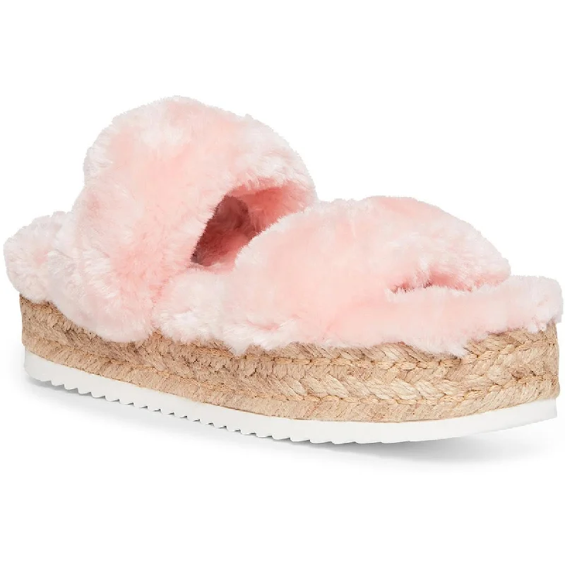 Orthopedic Women's Sandals with Arch Support in Gray for Foot HealthSteve Madden Womens Katana Faux Fur Open Toe Platform Sandals