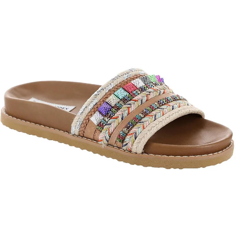 Women's Thong Sandals with a Beaded Design in Multicolor for a Beachy AestheticSteve Madden Womens Milina Leather Embellished Slide Sandals
