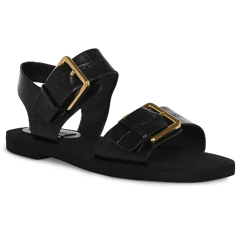 Sustainable Women's Recycled Material Sandals in Beige for Eco - Conscious ShoppersSteve Madden Womens Santo Buckle Slingback Sandals