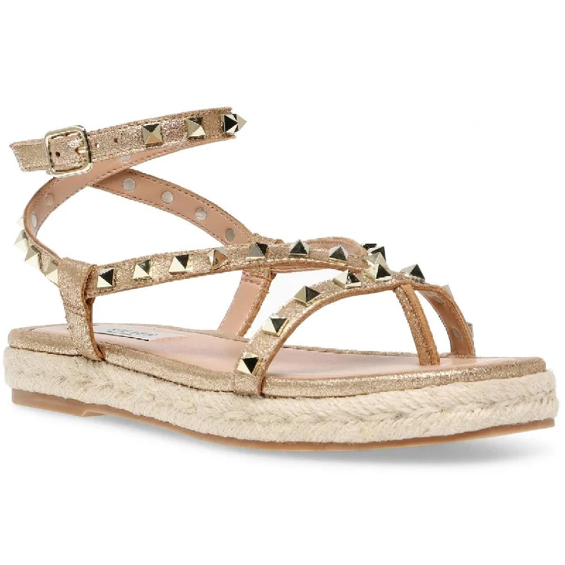 Anti - Slip Women's Sandals with a Grooved Sole in Green for Outdoor AdventuresSteven New York Womens Summit Faux Leather Flat Sandals
