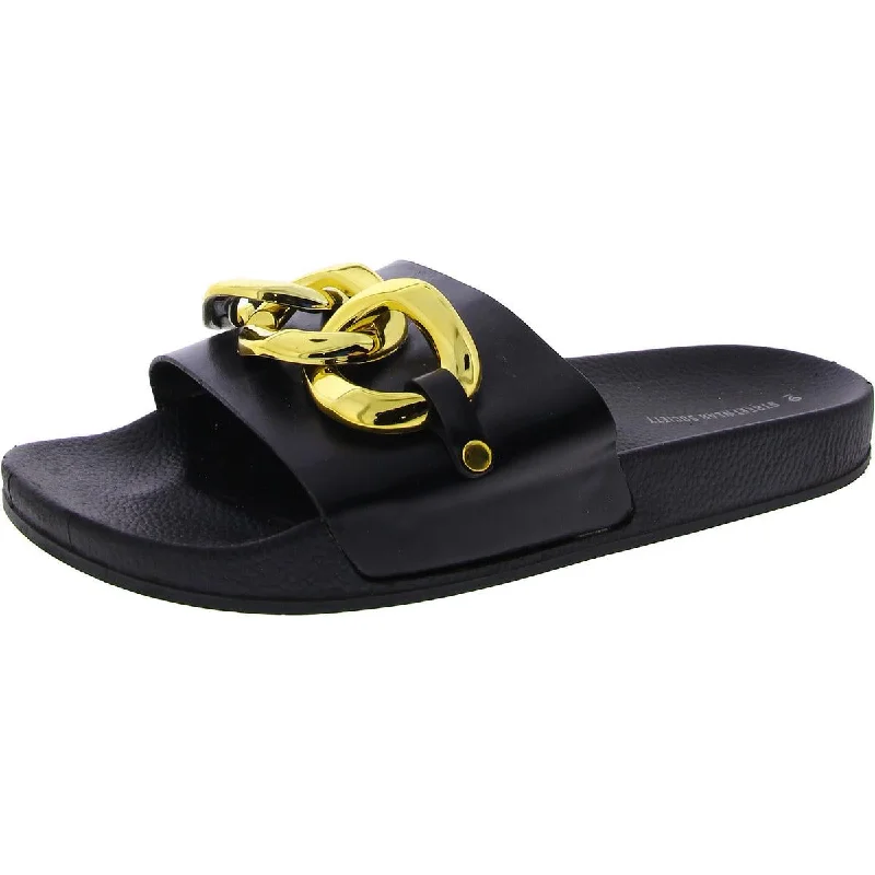 Child - Friendly Women's Sandals with a Secure Buckle in Purple for Moms on the GoStreetwear Society Womens Faux Leather Embellished Slide Sandals