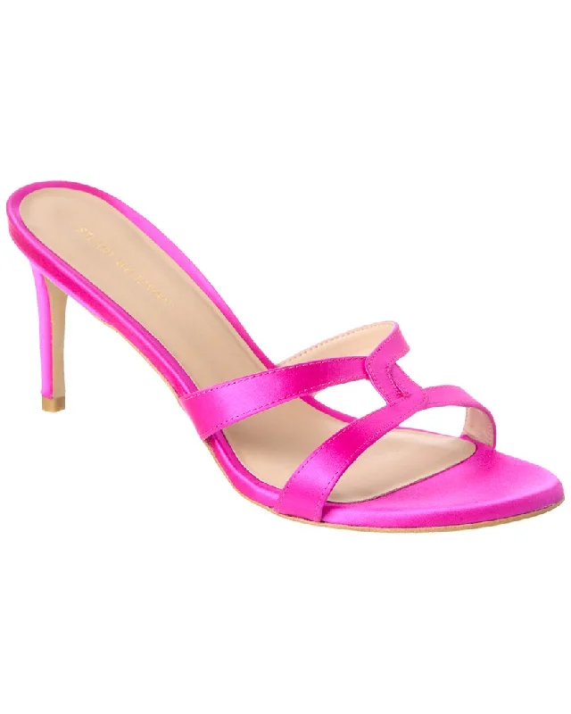Women's Sandals with a Glitter - Coated Strap in Gold for a Sparkly Summer OutfitStuart Weitzman Soiree Sleek 75 Satin Sandal