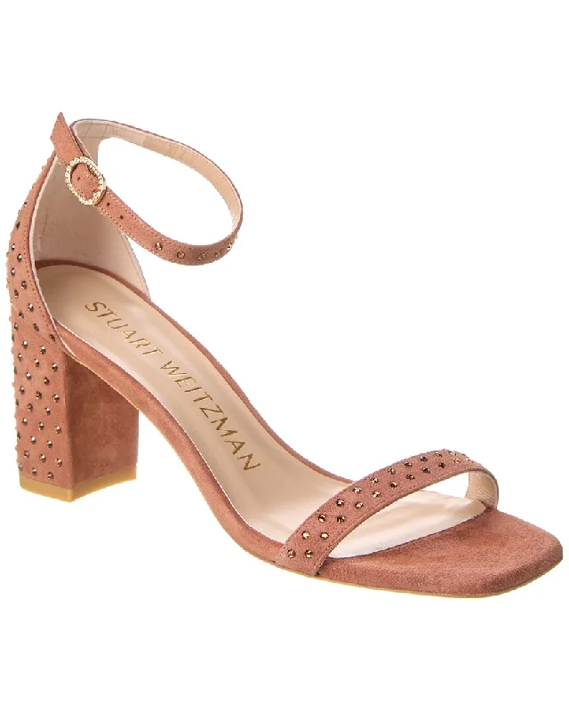 Women's Sandals with a Glitter - Coated Strap in Gold for a Sparkly Summer OutfitStuart Weitzman Suede Sandals