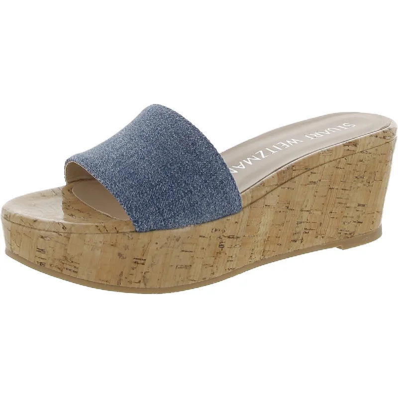 Lightweight Women's Mesh - Paneled Sandals in Yellow for BreathabilityStuart Weitzman Womens Denim Cork Wedge Sandals