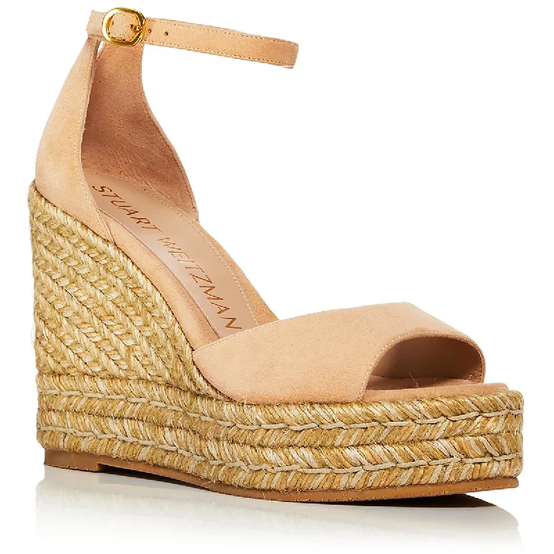 Women's Leather - Strapped Sandals with a Braided Detail in Brown for a Rustic AppealStuart Weitzman Womens Nudistcurve  Peep Toe Dressy Wedge Sandals