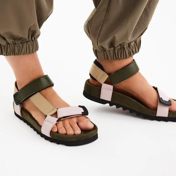 Women's Strappy Gladiator Sandals with Buckle Closures in Tan for a Boho LookROLLIE 380