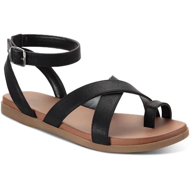 Waterproof Women's Rubber Beach Sandals with Arch Support in Blue for Water ActivitiesStyle & Co. Womens Lianaa Faux Leather Strappy Ankle Strap