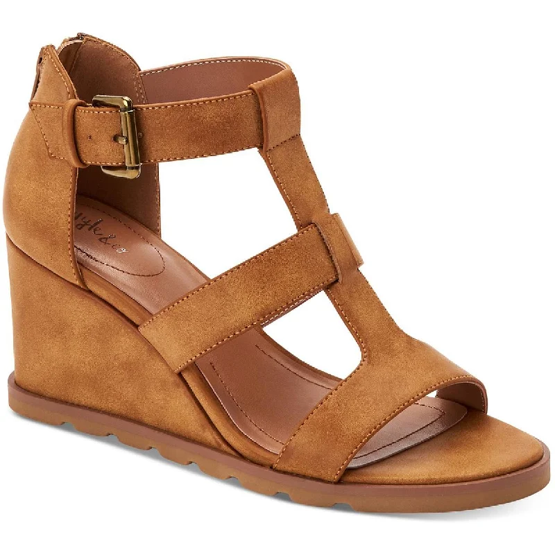 Plus Size Women's Wide - Width Platform Sandals in Black for Added Comfort and HeightStyle & Co. Womens Marionn Faux Leather Ankle Strap Gladiator Sandals