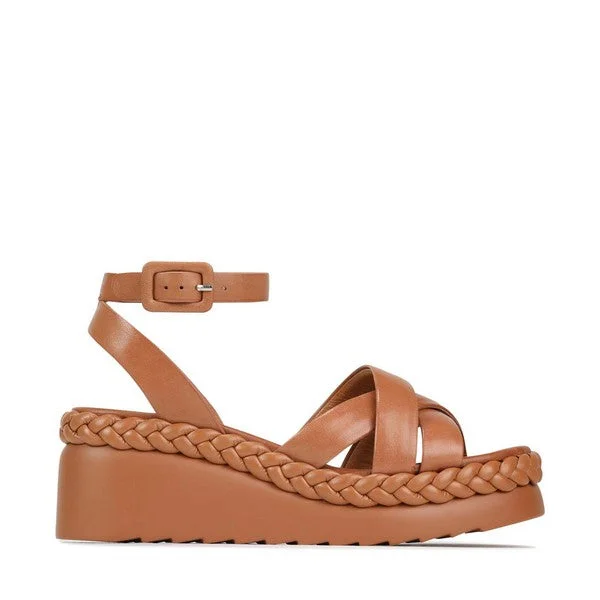 Women's Ankle - Strap Sandals with a Block Heel in Red for a Sophisticated StyleEOS MELANA