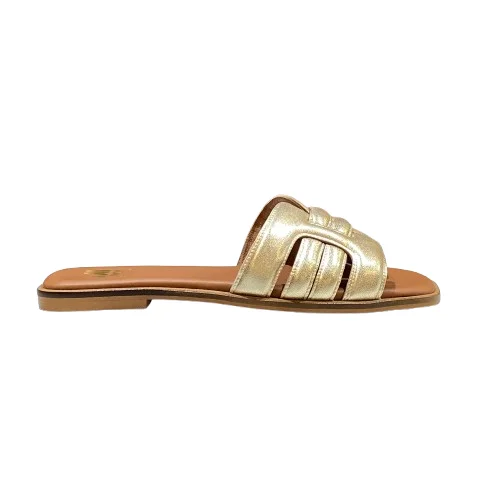 Women's Sandals with a Glitter - Coated Strap in Gold for a Sparkly Summer OutfitNU OONA