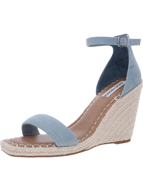 Women's Rhinestone - Embellished Open - Toe Sandals in Silver for a Glamorous Party LookSubmit Womens Denim Ankle Strap Espadrilles