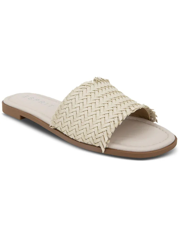 Sustainable Women's Recycled Material Sandals in Beige for Eco - Conscious ShoppersSummer Womens Woven Peep-Toe Slide Sandals