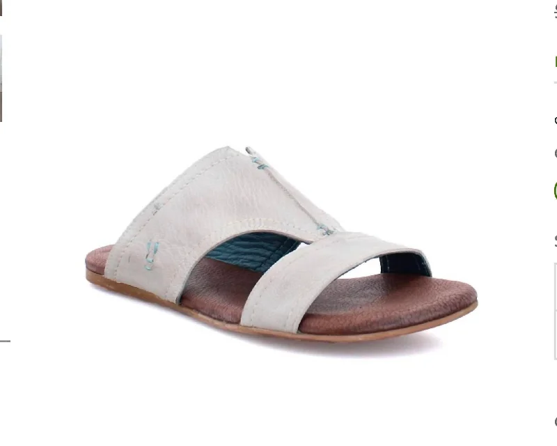 Women's Flat Slide Sandals with a Memory Foam Insole in White for All - Day ComfortSummerville In Bone